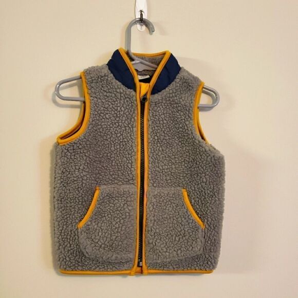 OLD NAVY SHERPA VEST NAVY GRAY MUSTARD SIZE 18-24M - Picture 1 of 5